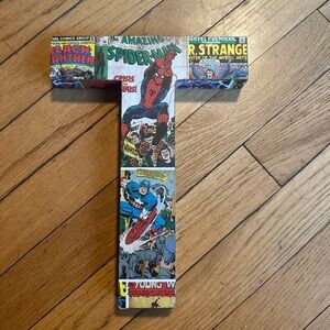 Marvel Comic Book Superhero Letter T Desk or Wall Decor 10” High Spider-Man Hulk
